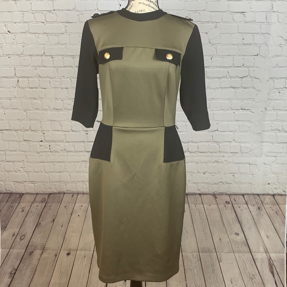 Army Green and Black Slim fit dress